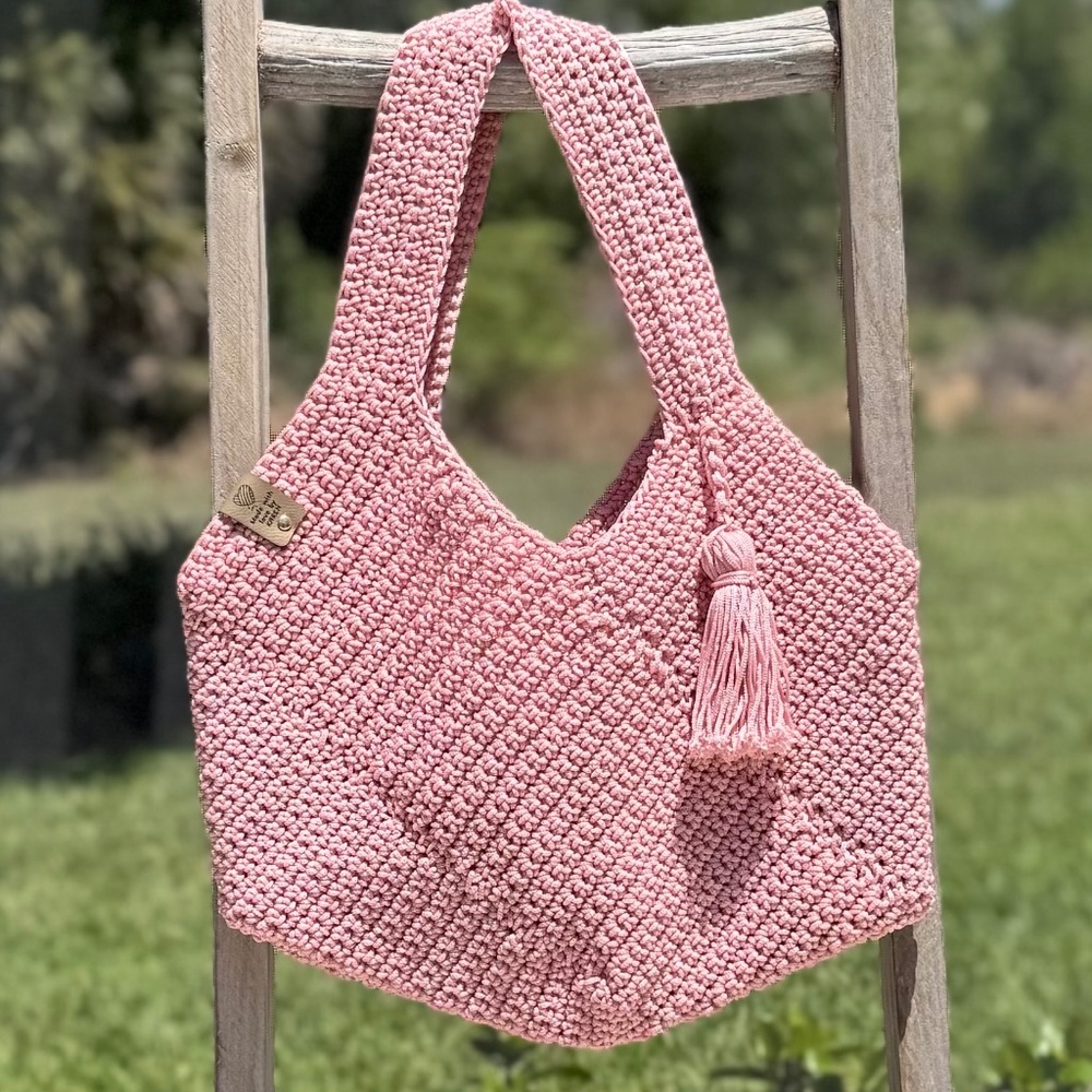 Handmade Crochet bag, tote, purse in Pink